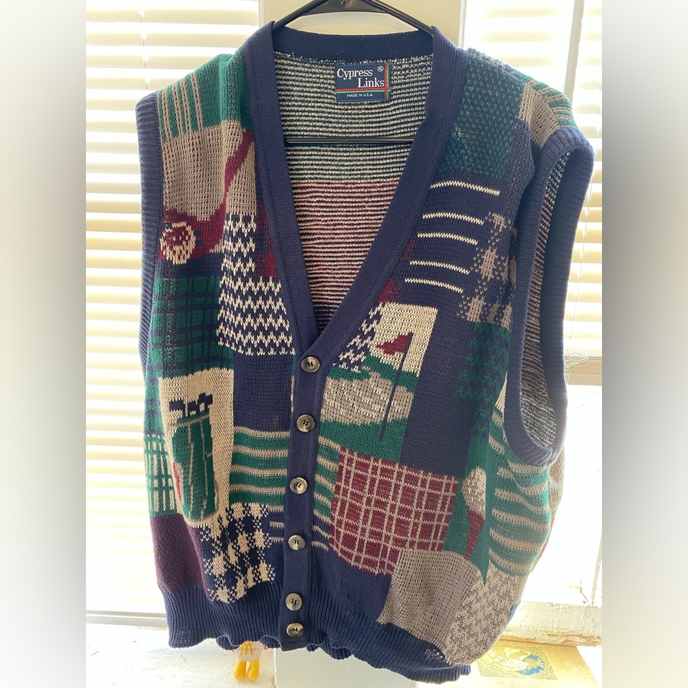 Vintage| Cypress Link knitted sweater vest | XL